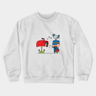 kids drawing cute mailman with pigeon Crewneck Sweatshirt